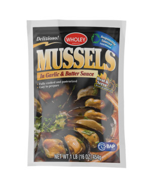 Wholey Mussels in Garlic & Butter Sauce