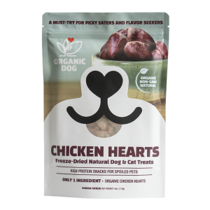 Organic Freeze Dried Chicken Hearts for Dogs & Cats